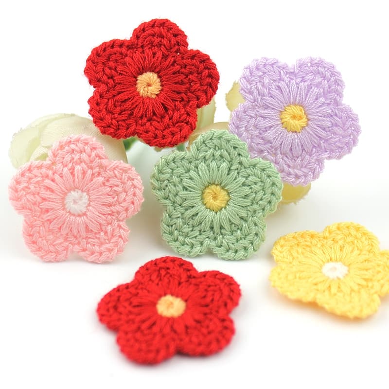 40 Pçs 2.8cm Fio De Lã Bordado Flores Remendos Apliques Para Headwear Acessórios DIY Hairpin Decoração Ornamentos