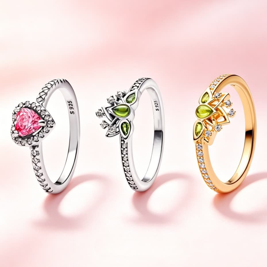 Anel feminino leve e luxuoso S925, coração rosa, coroa verde oliva, anel de casamento requintado exclusivo