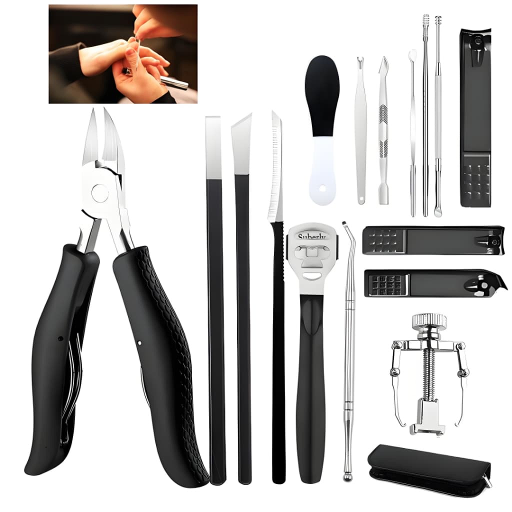 Conjunto de Manicure e Pedicure, conjunto de 17 peças, incluindo cortador de unhas profissional e caixa de armazenamento