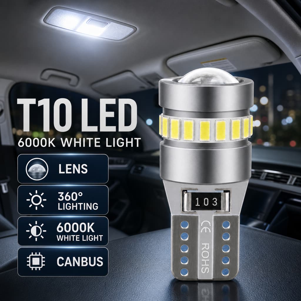 T10 LED Lâmpada Lente CANBUS Sinal Pisca Interior Do Carro Estacionamento Placa De Licença Leitura