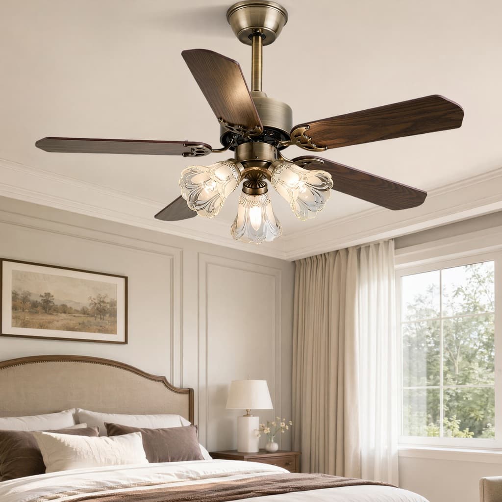 110V-220V Ventilador De Teto Com Luz LED 3 Cores Motor CC Com Controle Remoto Sala de estar Quarto