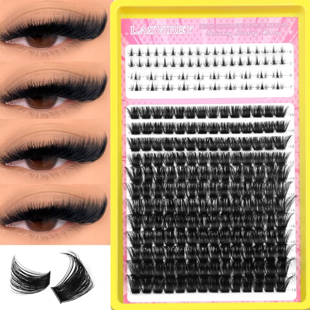 Fox Eye Lash Clusters Kit Misto Superior + Inferior Cílios Segmentados 6-18mm Extensão De Dramáticos Volumosos