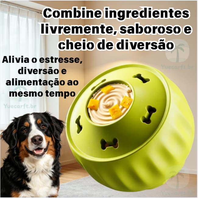 Kit 2 em 1 Comedouro Lento de Silicone para Cachorro - Bola Dispensadora Lambedora + Forma de Gelo para Petiscos Congela