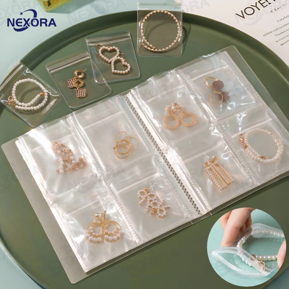 160/84/20Pcs Saco De Jóias Transparente Anti Oxidação Brincos Colar Manual Saco De Armazenamento Portátil-NE