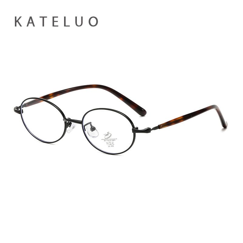 KATELUO Retro Oval Armação Pequena Anti-Luz Azul De Lente Plana Óculos De Metal Masculino Para Óptico ZZ236