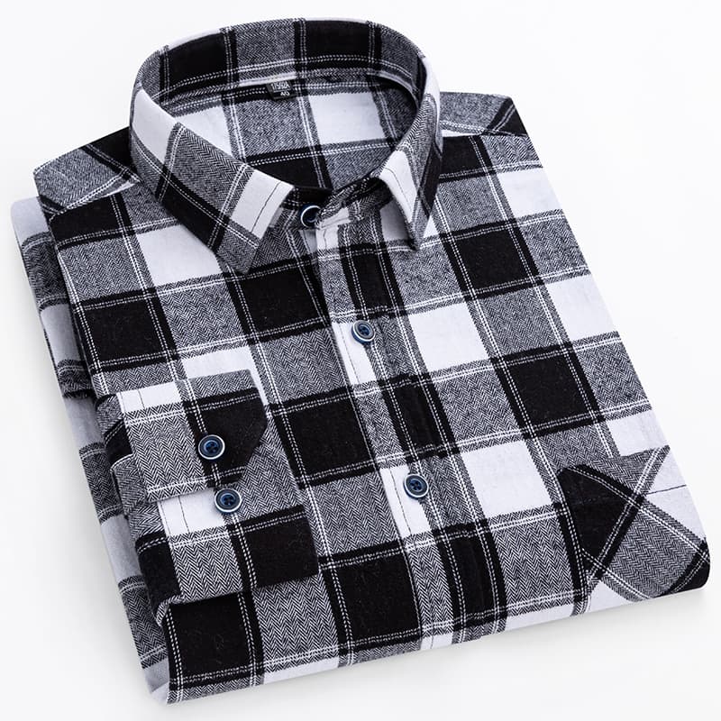 Camisa masculina de manga comprida, camisa xadrez grande 100% algodão, estilo Casual retrô