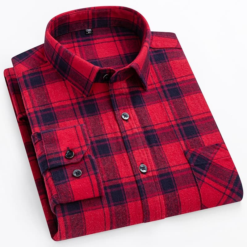 Camisa listrada xadrez masculina de manga comprida, 100% algodão, tamanho Regular