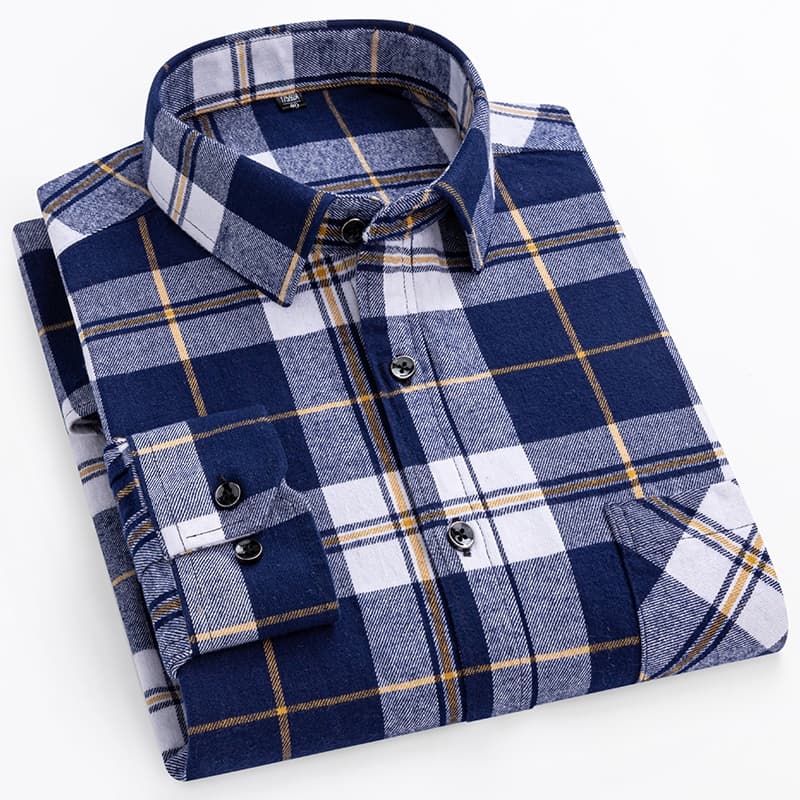 Camisa listrada masculina de manga comprida, 100% algodão, versão coreana estilo Plus Size