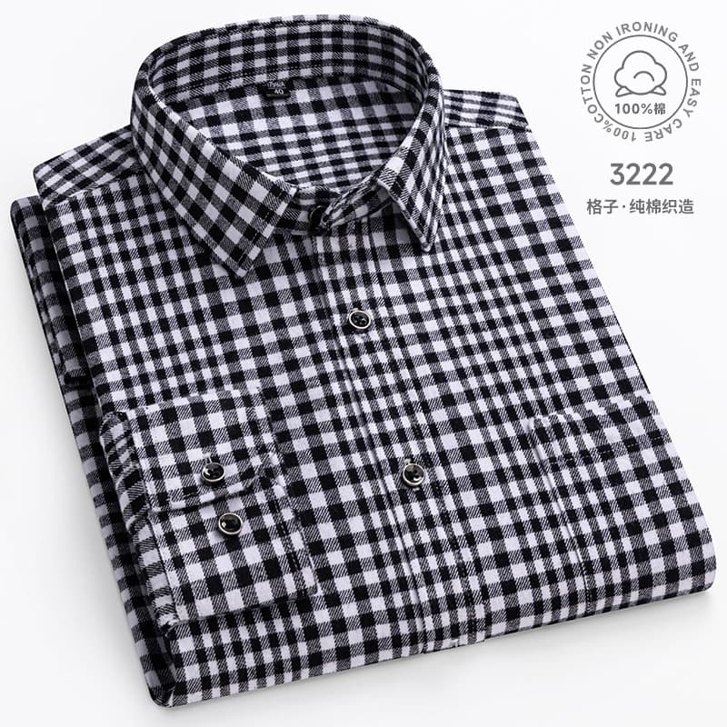 Camisa xadrez masculina de manga comprida, estilo coreano 100% algodão, Plus Size