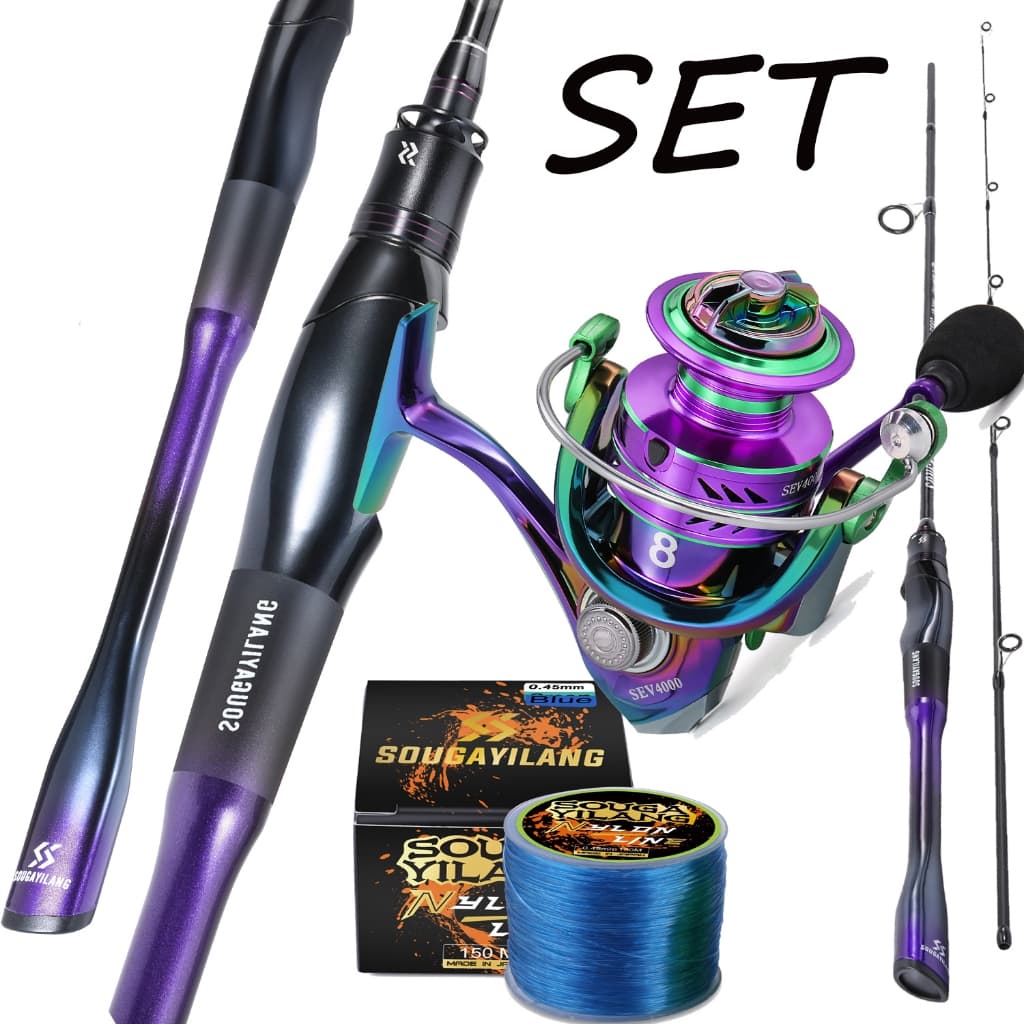 Sougayilang 1.8M Vara De Pesca Carretel Linha Conjunto Completo Com 1000-5000 Série 5.0 : 1 De Metal Para Em Água Salgad