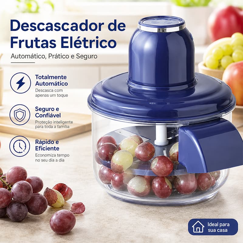 Triturador de Alho Elétrico Motor de Cobre Bivolt, Descascador Pica Frutas Legumes e Temperos
