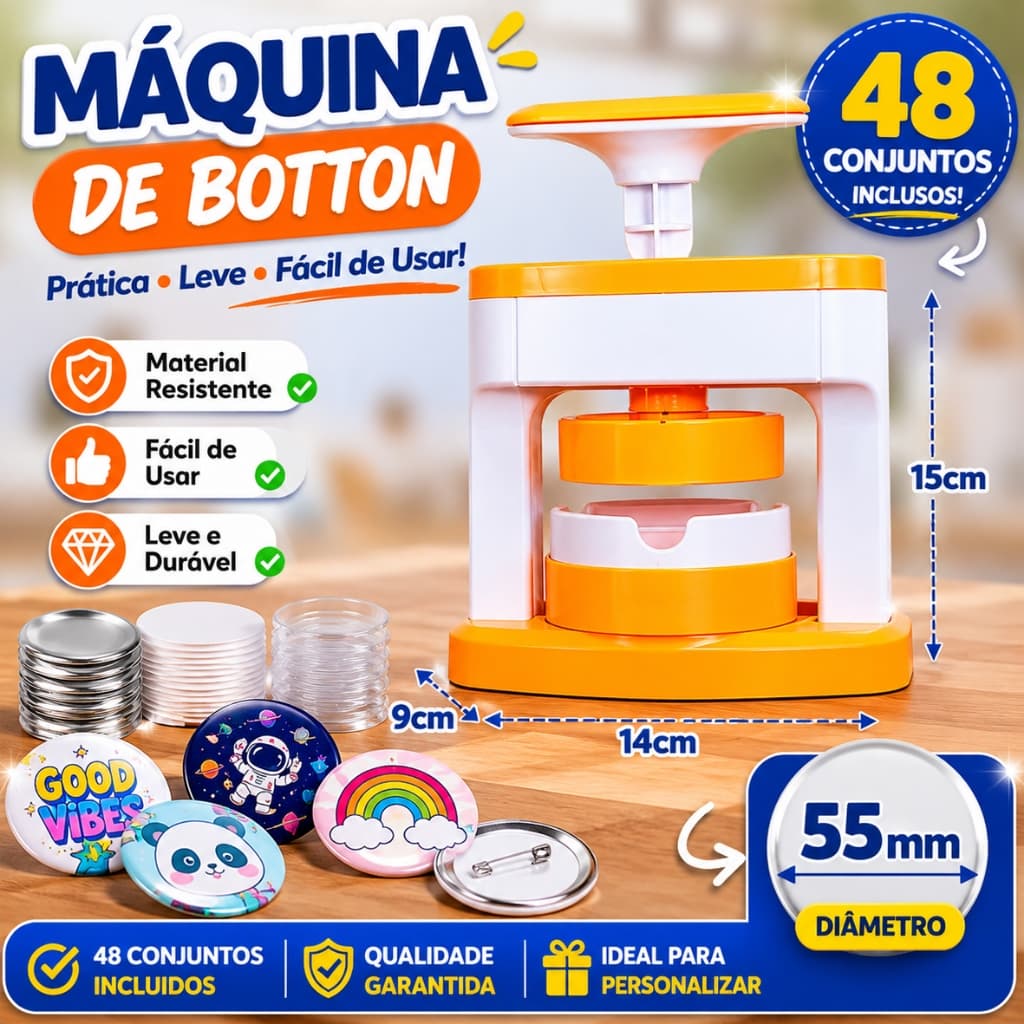 Máquina De Bottons DIY Infantil Kit Para Criar Bottons Personalizados para Artesanato e Presentes