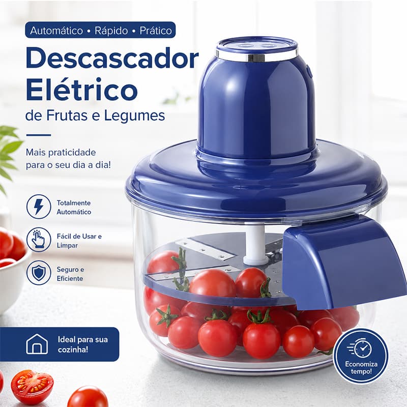 Triturador de Alho Elétrico Motor de Cobre Bivolt, Descascador Pica Frutas Legumes e Temperos Fácil de Limpar Entrega
