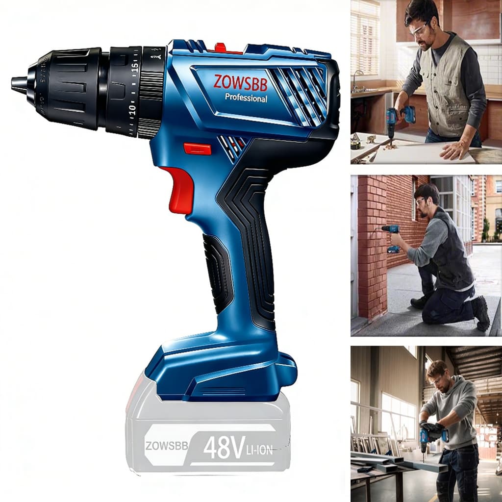 Parafusadeira Furadeira de Impacto Profissional 48V Kit Com Acessórios Para Casa e Reparos