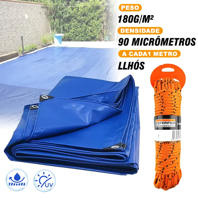 Lona Impermeável Reforçada 3x2 3x3 4x3 4x4 5x3 5x4 6x3 Reforçada Piscina Construção Impermeável Uv + Corda