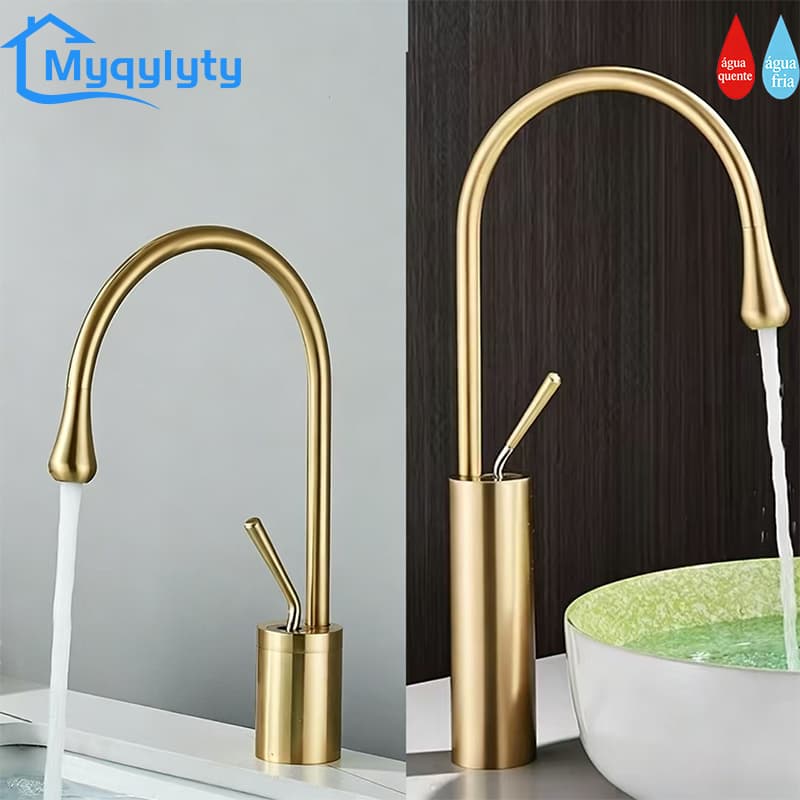 Torneira para lavatório Alto/Médio/Curto Estilo quente e fria Misturador ,furo único instalar