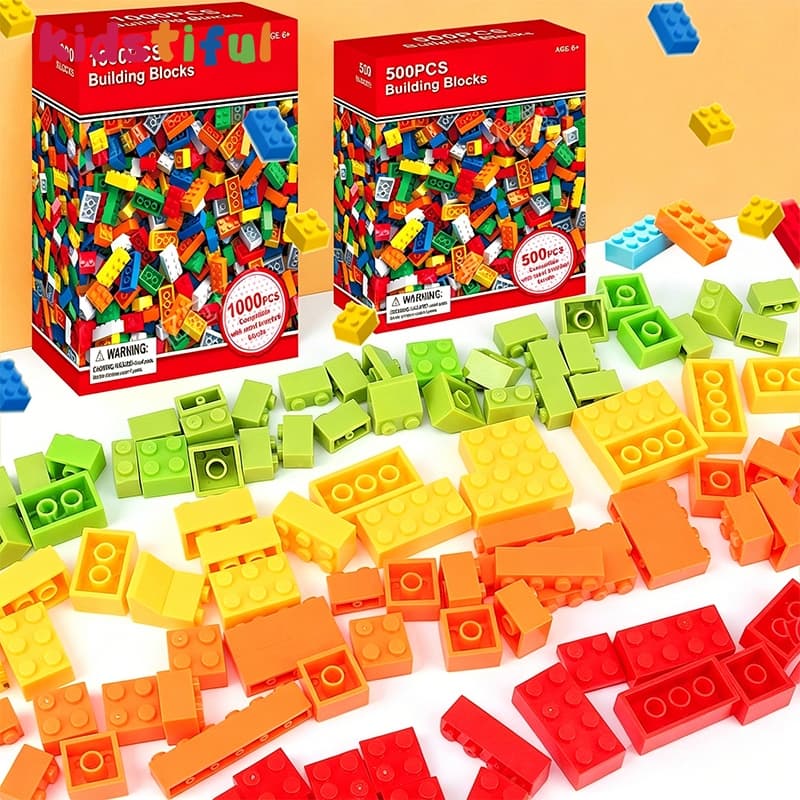 Brinquedo Educacional De Blocos De Construção Infantis Com 1000/500 Peças Coloridas