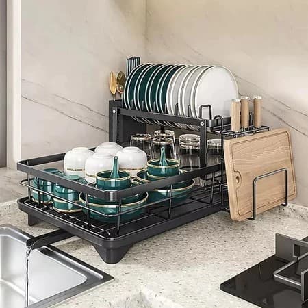 Escorredor de Louças Rack Aço Carbono Organizador Cor Preto