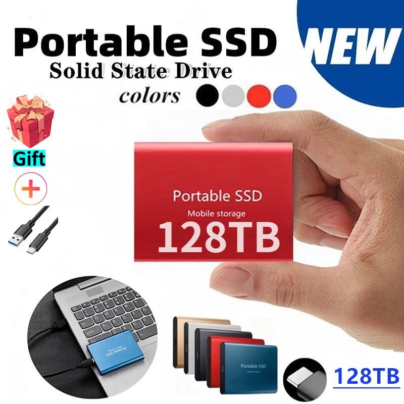 Disco Rígido De Metal 128 Tb 64 32 16 8 4 1 Mini SSD Portátil USB 3.1 Tipo-C Adesivo De Armazenamento De Externo De Alta