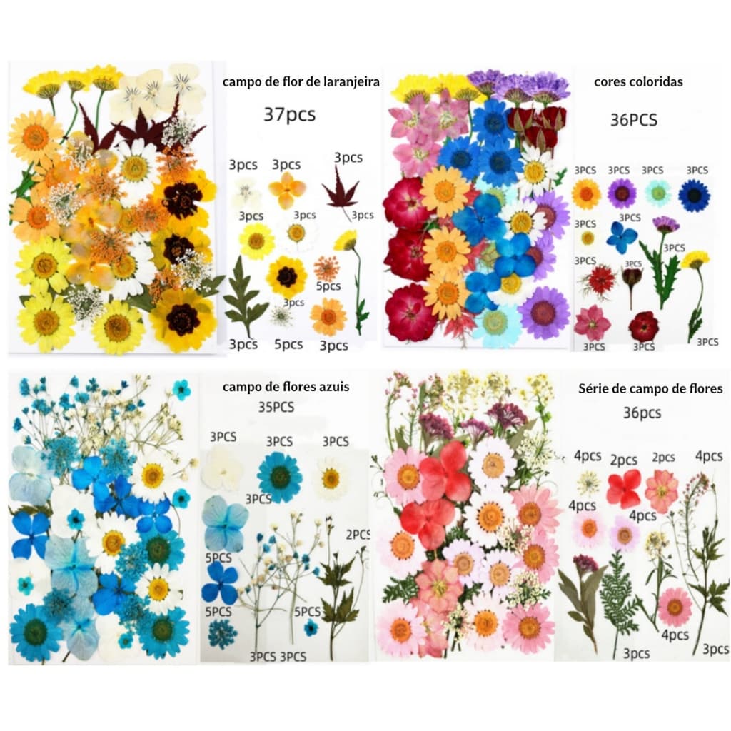 144 flores secas, adequadas para resina, várias cores, artesanato de Manicure DIY