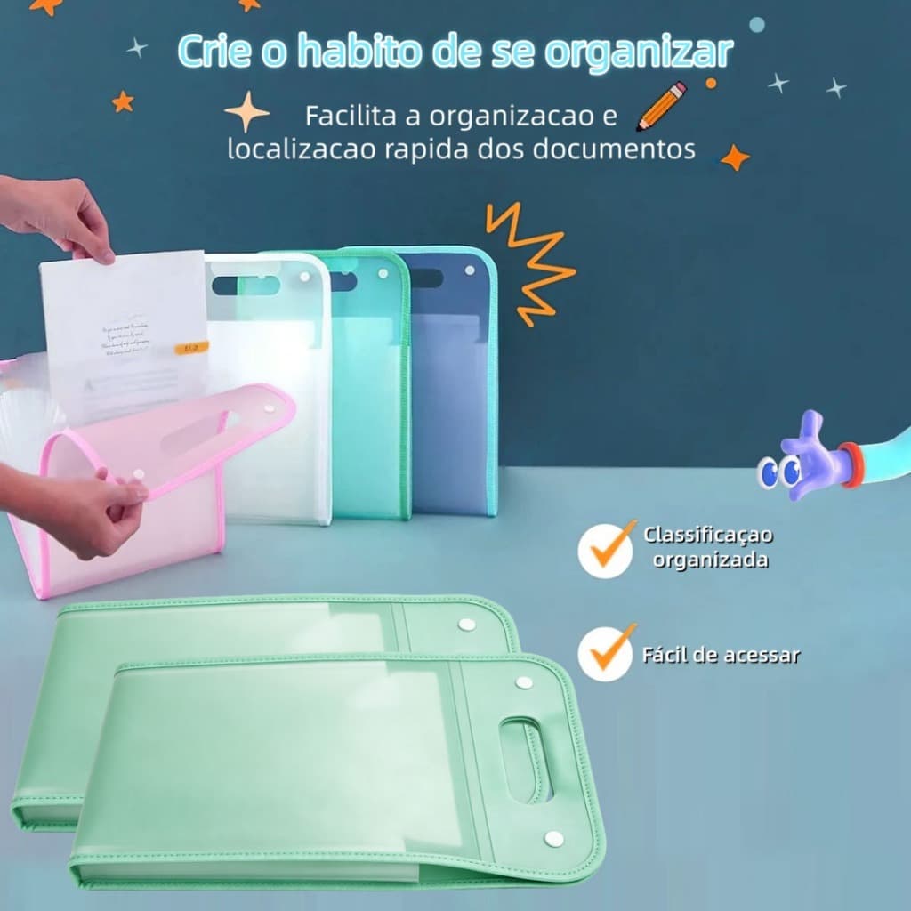 4 kit Pasta Sanfonada Para Documento 13 Divisórias E Pasta Prancheta Tamanho A4 Escritório Escolar