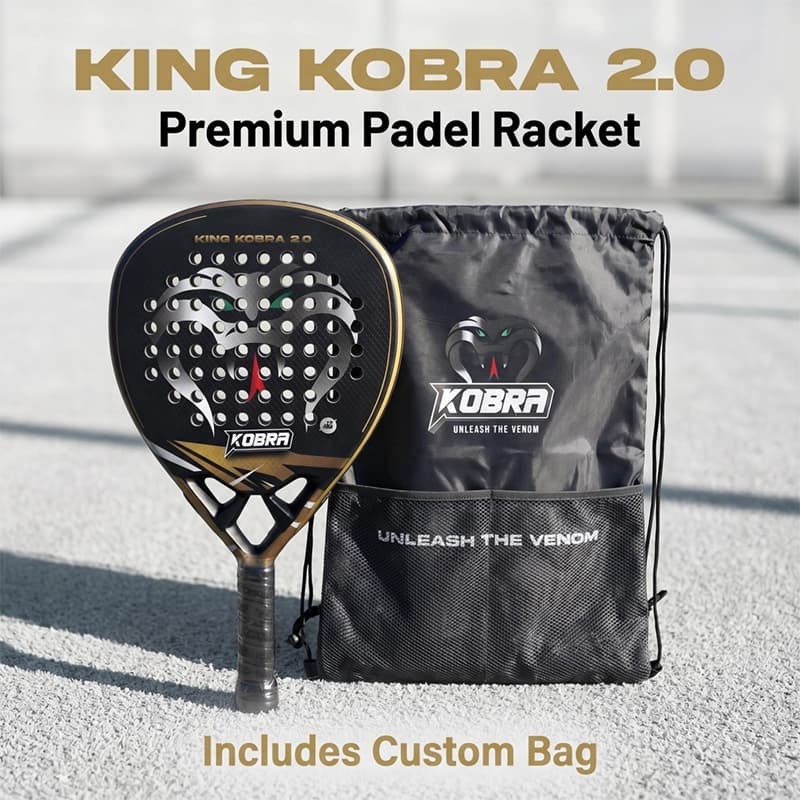 Raquete King Kobra 2.0 Padel , Fibra De Carbono 18K , Superfície Texturizada 3D Para Rotação E Controle , Resistente A I