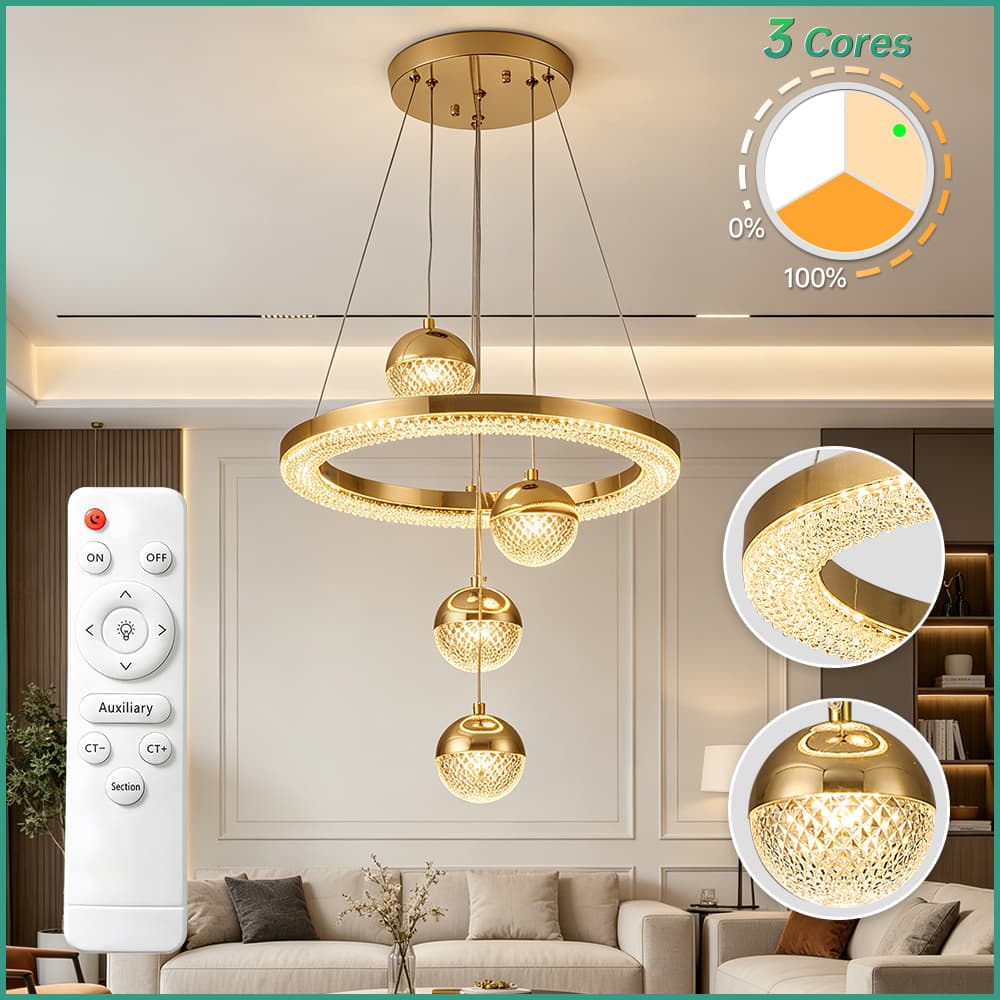 GOGEOUS 3 Cores 110V-220V Lustre De Teto De Cristal Para Sala de Jantar com Com Controle Remoto Design Minimalista
