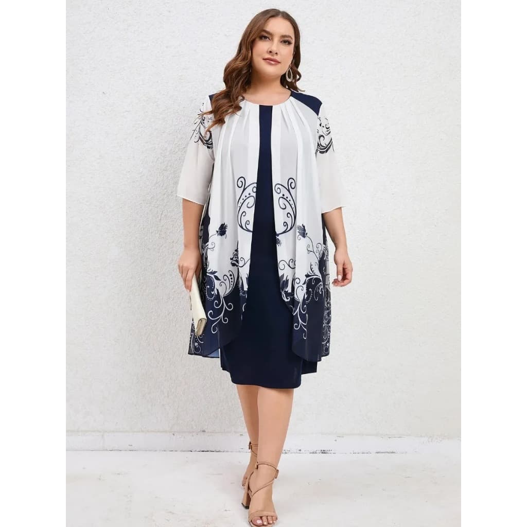 Vestido Feminino Plus Size Midi De Malha De Verão * & -