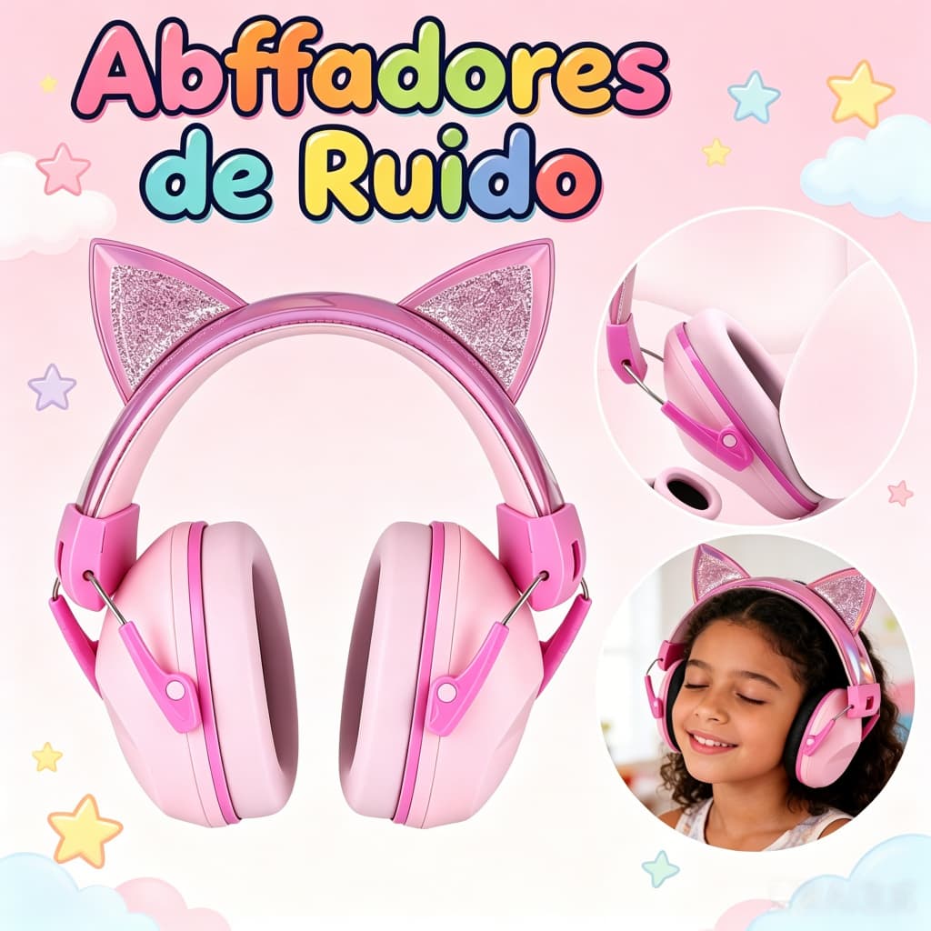 Abafadores de Ruído Infantil 28dB Proteção Auditiva Tipo Concha para Crianças com TEA