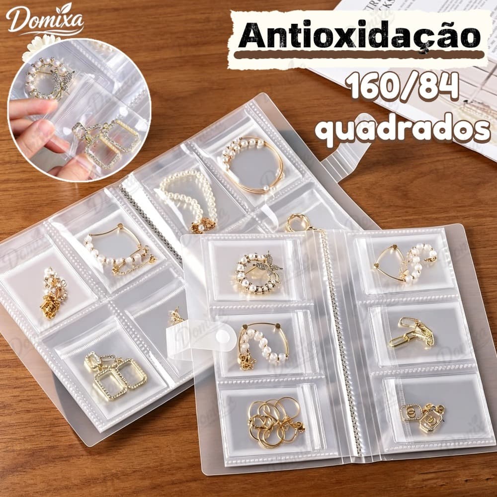 84/160 Grade Transparente Livro De Armazenamento De Jóias Auto Vedação Saco Para Colar Anel Foto Cartão Organ-DMizador