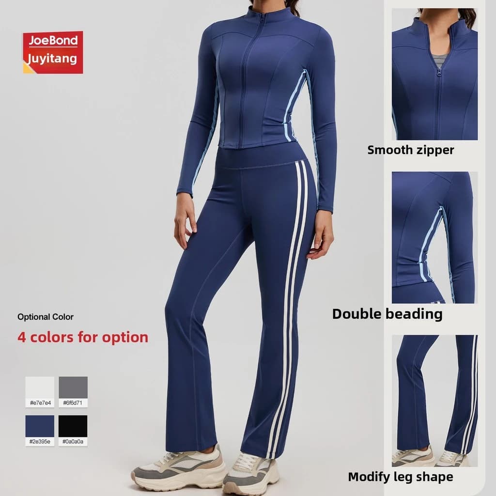 Novo Conjunto Listrado De Ioga De Cintura Alta , Roupa De Treino Elástica Para Corrida E Levantamento De Glúteos Fitness