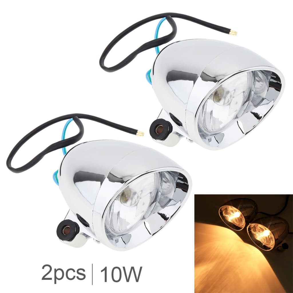 Farol DC 12V 10W , 2 Peças , Para Motocicleta , Scooter , ATV , 4 Rodas , Quad , Luz Auxiliar Prateada