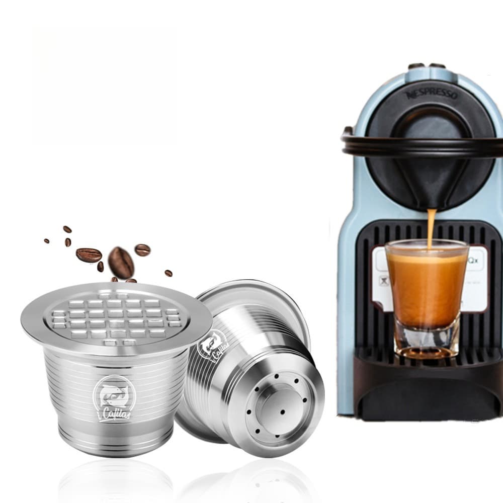 Colher De Cápsula De Café Reutilizável Recarregável De Metal Stianless Com Adulteração De Clipes Para Nespresso