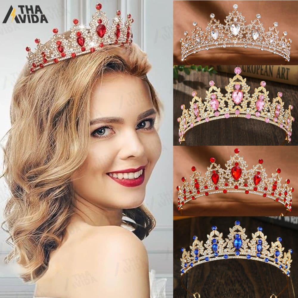 Tiaras Barroco para Noivas Coroa de Casamento em Cristal Europeu Arco de Cabelo em Liga Colorida para Noivas Aniversário