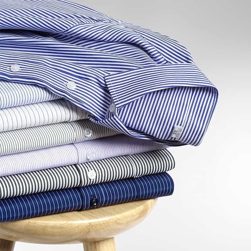 Camisa listrada masculina de manga comprida, estilo coreano da moda 40% algodão.