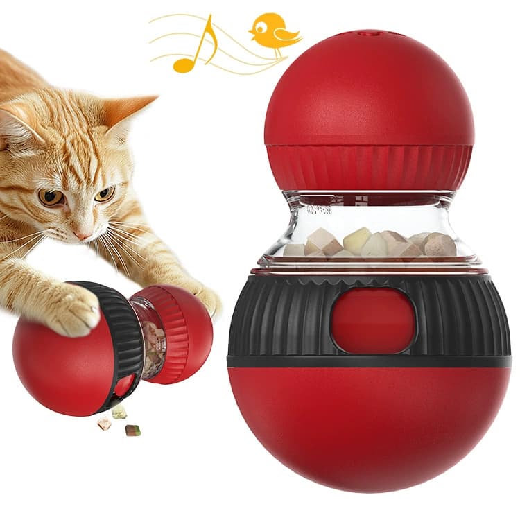 Brinquedo Para Gatos Interativo Joao Bobo Com Som Dispenser De Petiscos Racao Giratorio Pet Anti Estresse