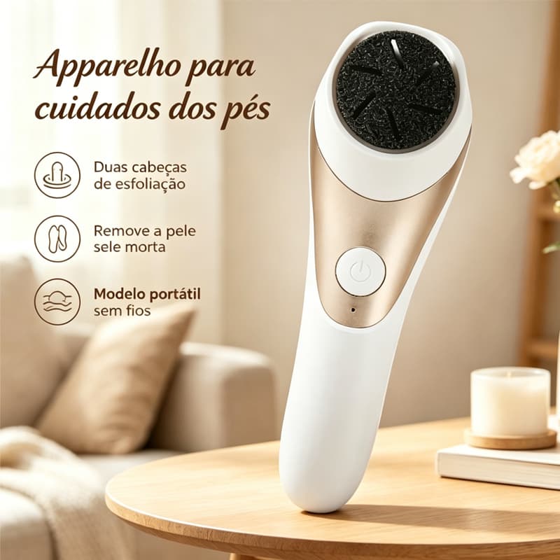 Lixadeira Elétrica para Pés IPX7 À Prova D'água, Remove Calos e Pele Morta 2 Velocidades Bateria 150min