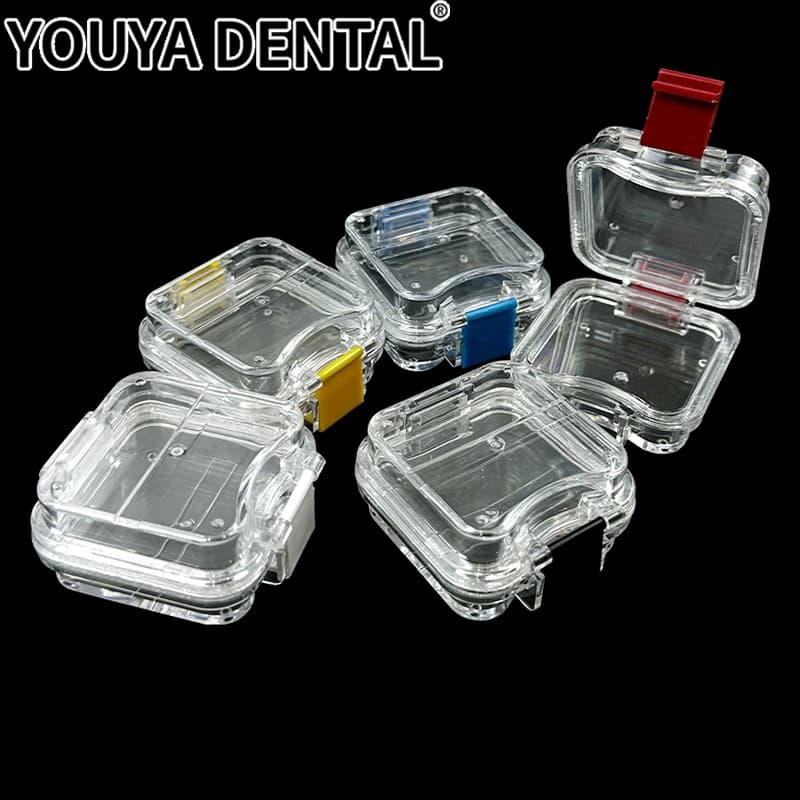 1 Pçs Pequena Caixa De Coroa Dentária Com Filme Flexível Transparente Dentro Do Material De Armazenamento De Dentadura F