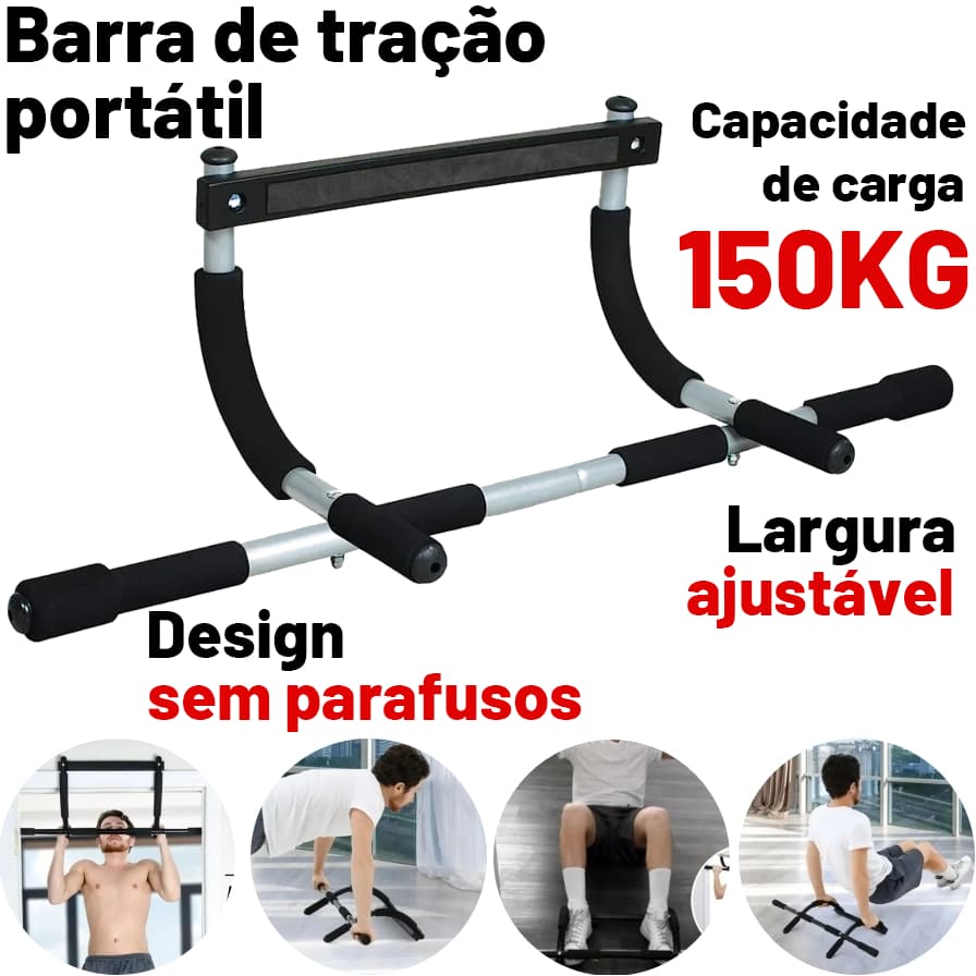 Barra de Exercícios para Porta, Ajustável em Largura, Sem Parafusos, Barra de Chin-Up Portátil para Exercícios de Fitnes