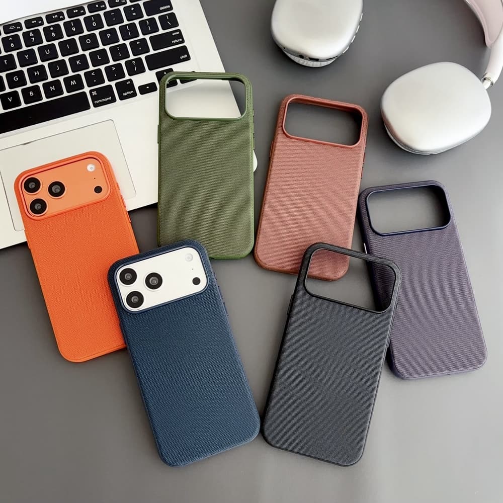 Oficial Techtecido Pele Caso De Telefone Para iPhone 17 16 15 14 13 Pro Max Botões De Metal Ar Moldura Silicone Capa De