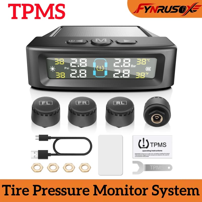 Sistema De Monitoramento De Pressão Dos Pneus TPMS Para Carro , Display LCD Digital Movido A Energia Solar , Alarme De S