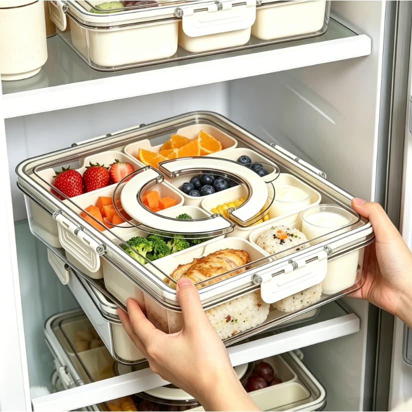 Pote Acrílico Luxo Multiuso Com 4 Ou 8 Divisórias Para Frutas Legumes Carnes E Ovos Transparente