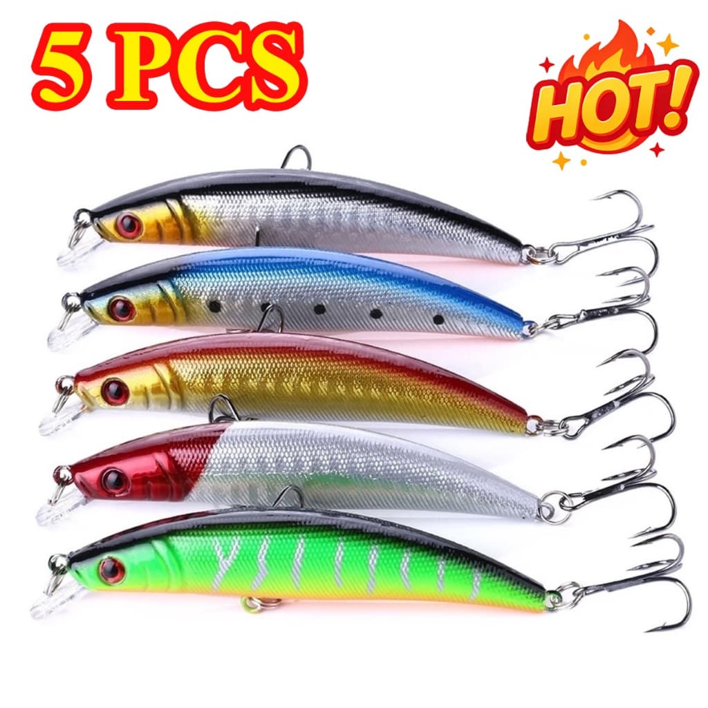 Kit 05 Iscas Artificiais Importadas 1/2 Meia Água de 9 cms e 8,5 gramas Pesca Tucunaré Traíra Dourado Robalo Black Bass