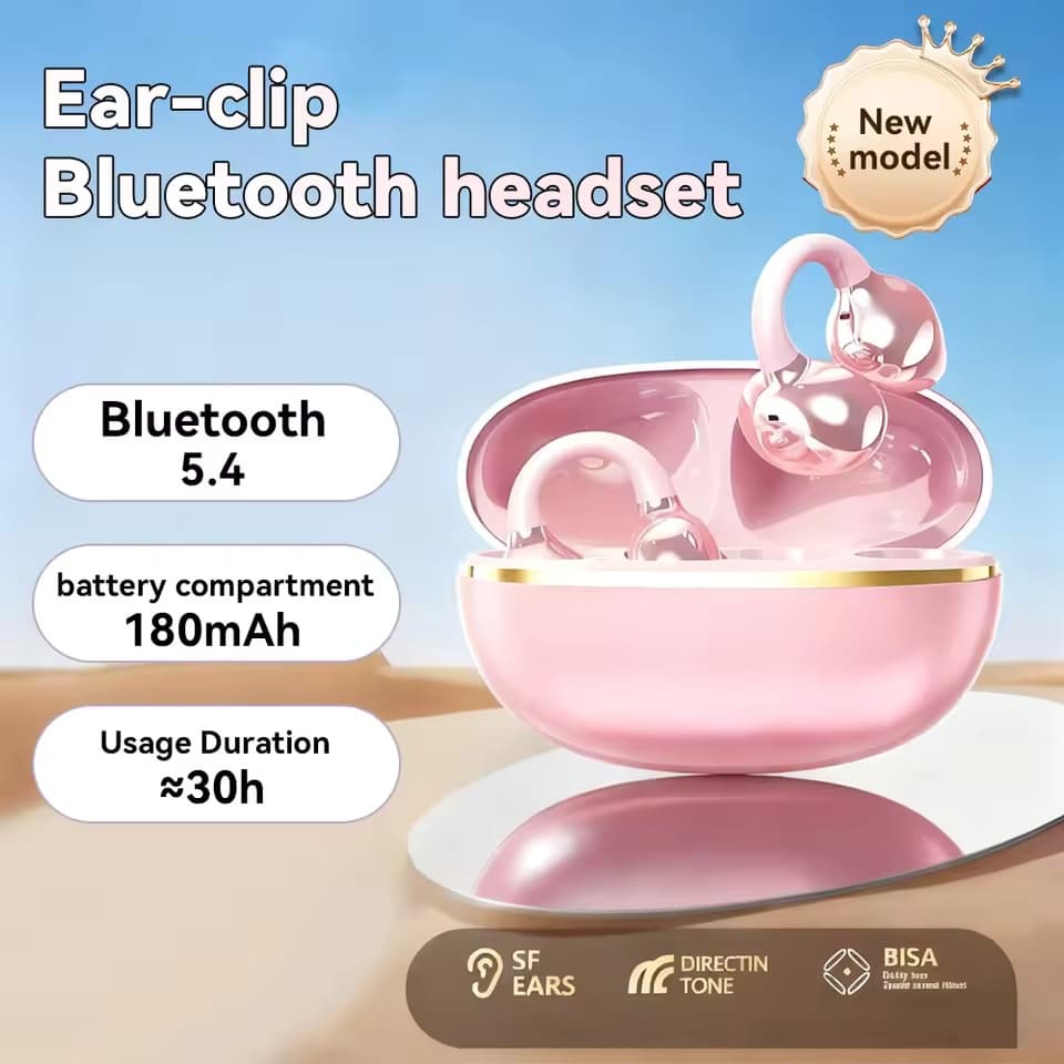 Bluetooth Clip-On Fones De Ouvido Sem Fio Confortável E Elegante Design Som De Alta Qualidade Leve Portátil