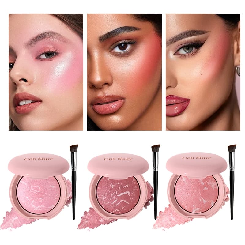 Conjunto De Blush Assado Em Mármore De 3 Tons – Todos Os Para Todas As Cores E Ocasiões De Pele