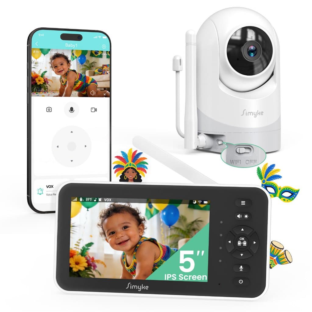 Babá Eletrônica Simyke com Câmera HD, Visão Noturna e Alertas de Movimento