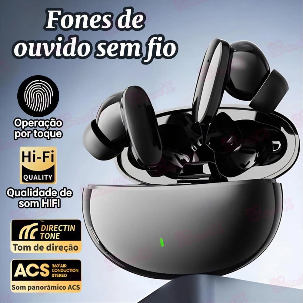 S90 Pro Fone de Ouvido Bluetooth 5.3 Sem Fio TWS Som HiFi Driver 13mm 24H Bateria IPX4 Touch
