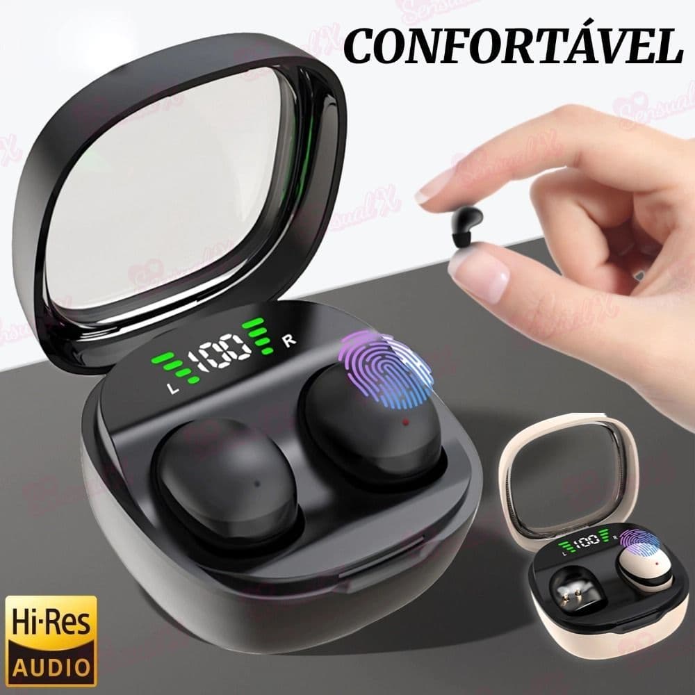 Fone de Ouvido Bluetooth 5.3 SK19 Mini Invisível ANC ENC Hi-Fi Sem Fio Display LED 25H