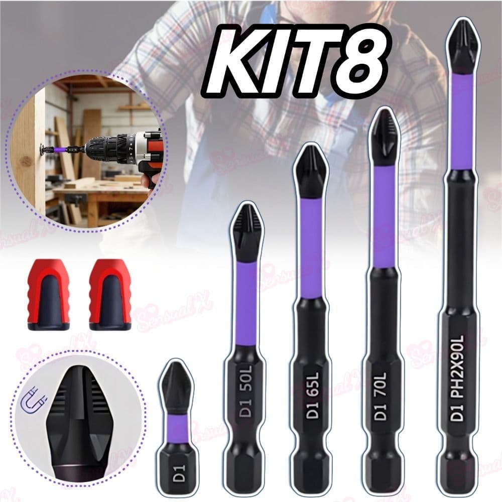 Kit 8 Peças 6 Bits PH2 Magnéticos Aço S2 para Parafusadeira + 2 Magnetizadores