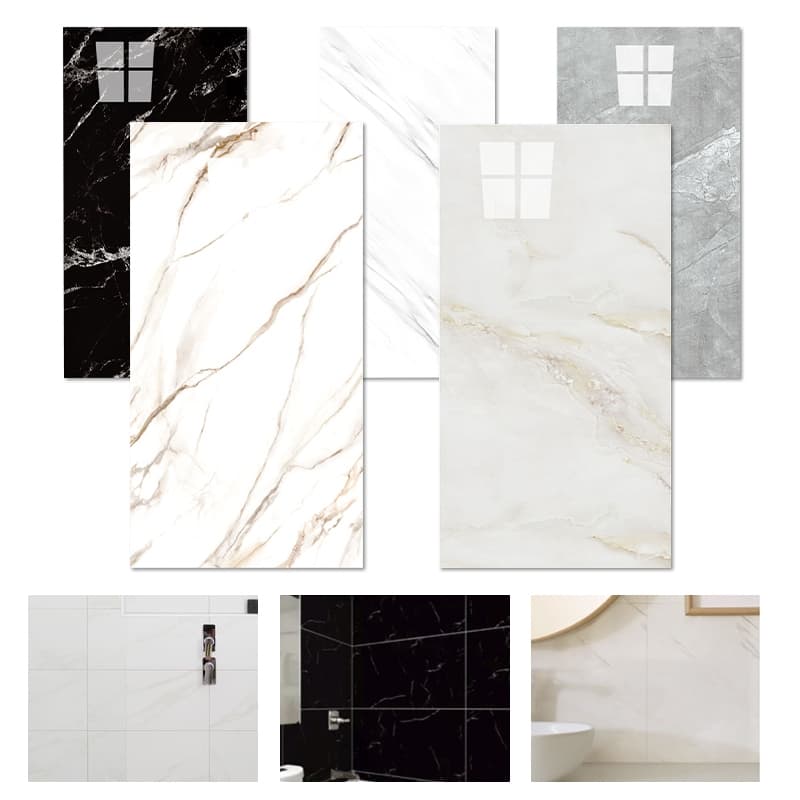 Kit Placas Adesivas Mármore 3D com Relevo Laváveis 30cm x 60cm para Parede Cozinha e Banheiro